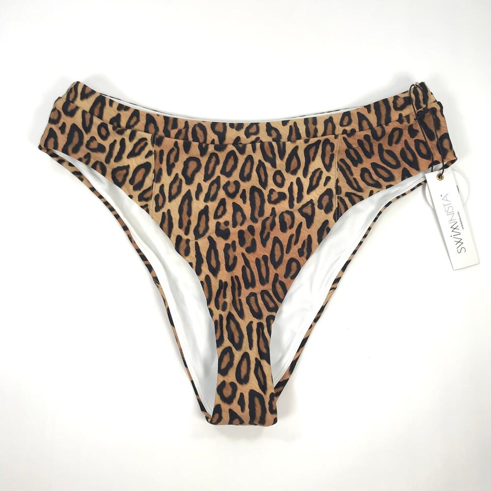 Swiminista Christian Lacroix Bikini Bottom XL Leopard High Waist High Leg Cheeky